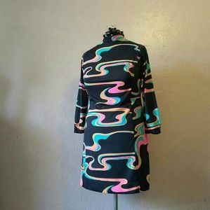 Groovy! Vintage 60s 70s poly psychedelic dress